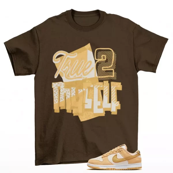 Stay True Shirt Brown to Match Dunk Low Celestial Gold Suede DV7411-200 Jezsport.com