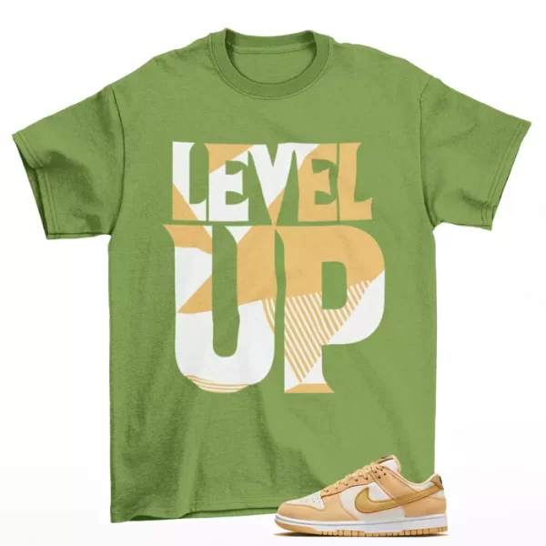 Level Up Shirt Green to Match Dunk Low Celestial Gold Suede DV7411-200 Jezsport.com