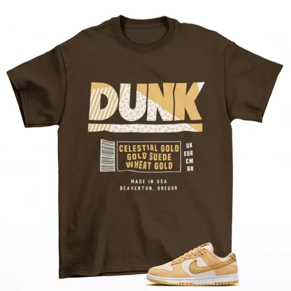 Dunk Box Label Shirt Brown to Match Dunk Low Celestial Gold Suede DV7411-200 Jezsport.com