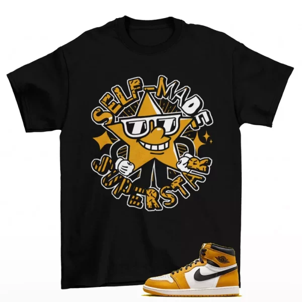 Superstar Shirt Black to Match Jordan 1 Retro High OG Yellow Ochre DZ5485-701 Jezsport.com