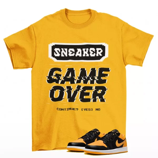 Game Over Shirt Yellow to Match Air Jordan 1 Low Yellow Ochre 553558-072 Jezsport.com