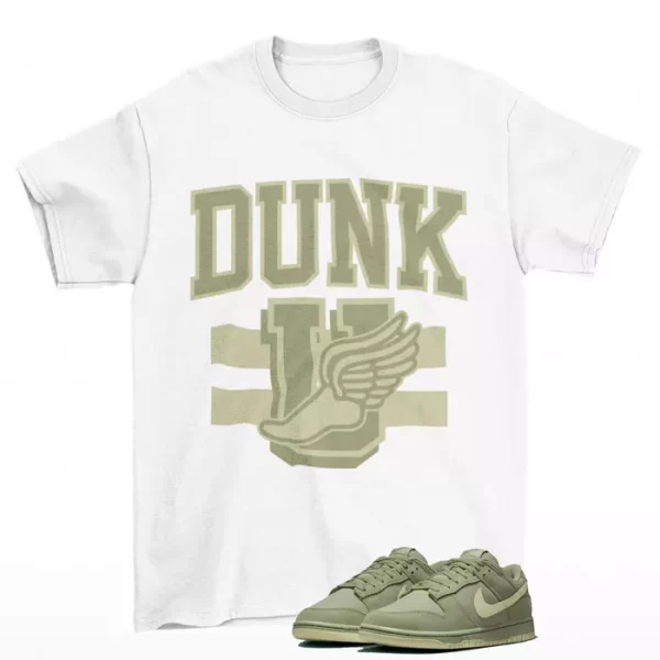 Dunk University Shirt White to Match Dunk Low Oil Green Olive Aura FB8895-300 Jezsport.com