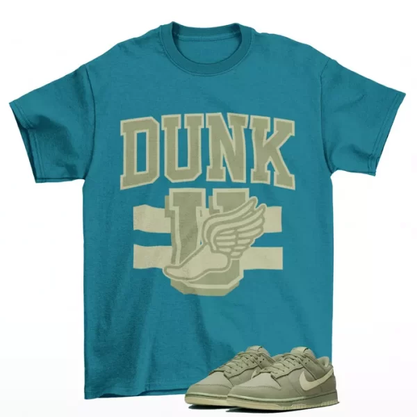 Dunk University Shirt Teal to Match Dunk Low Oil Green Olive Aura FB8895-300 Jezsport.com