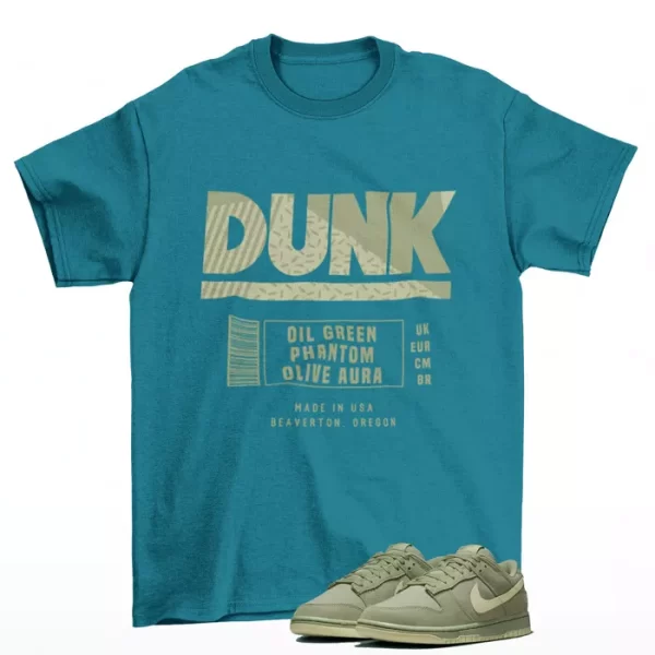 Label Dunk Shirt Teal to Match Dunk Low Oil Green Olive Aura FB8895-300 Jezsport.com