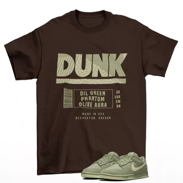 Label Dunk Shirt Brown to Match Dunk Low Oil Green Olive Aura FB8895-300 Jezsport.com