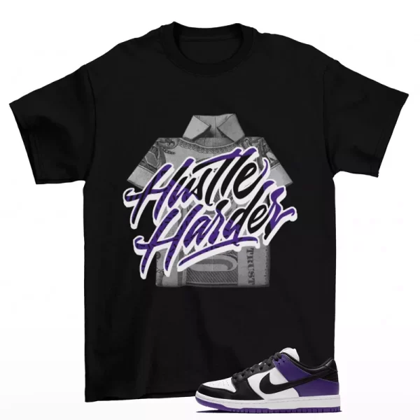 Hustle Sneaker Shirt to Match SB Dunk Low Court Purple BQ6817-500 Jezsport.com