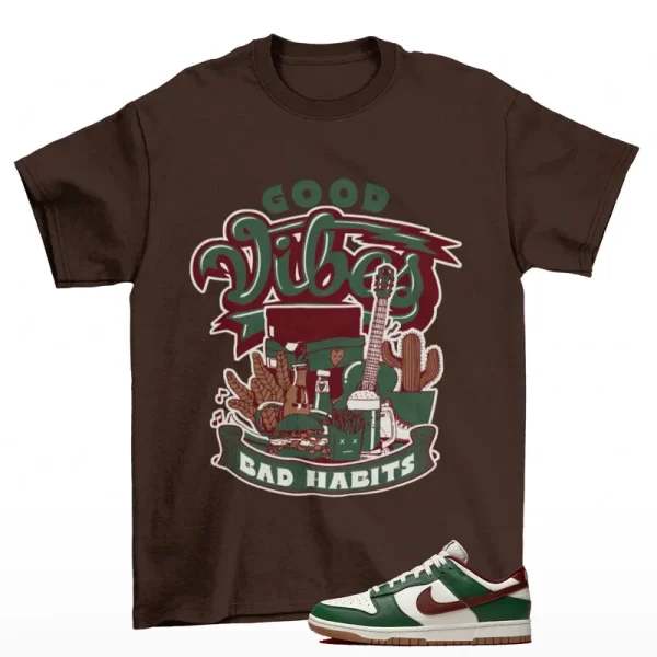 Vibes Shirt Brown to Match Dunk Low Gorge Green Team Red FB7160-161 Jezsport.com