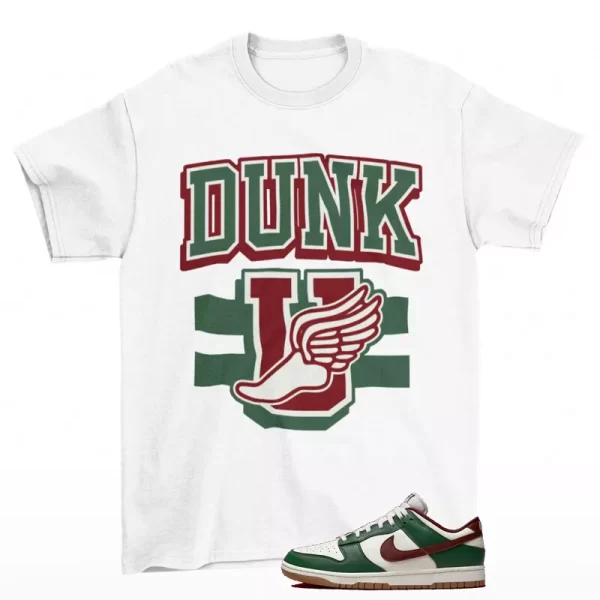 Dunk University Shirt to Match Dunk Low Gorge Green Team Red FB7160-161 Jezsport.com