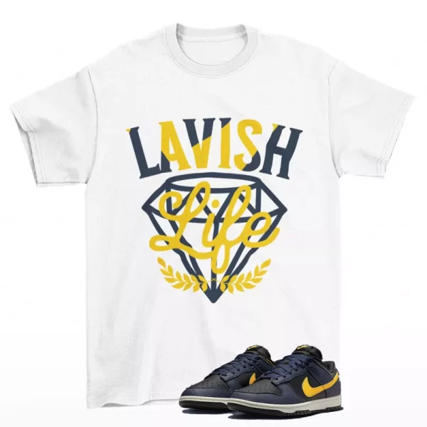 Lavish Sneaker Shirt White to Match Dunk Low Vintage Michigan FZ4014-010 Jezsport.com