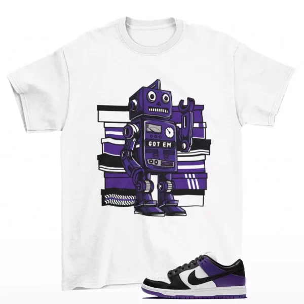 Sneaker Bot Shirt White to Match SB Dunk Low Court Purple BQ6817-500 Jezsport.com