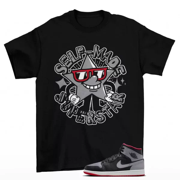 Superstar Shirt Black to Match Jordan 1 Mid Black Cement Grey DQ8426-006 Jezsport.com