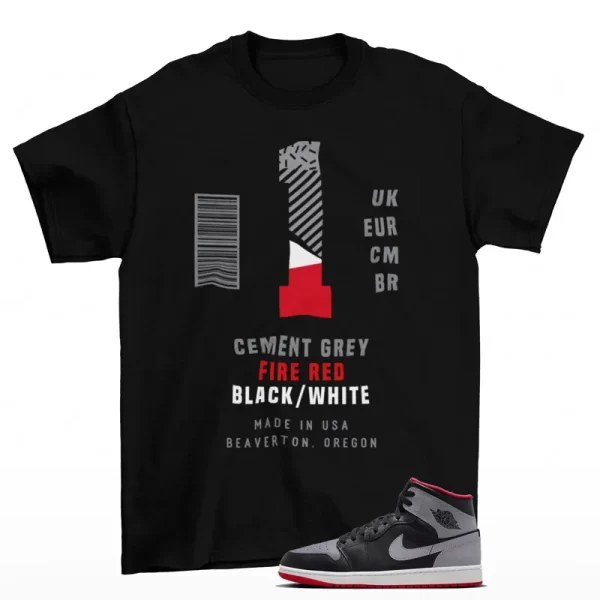 Sneaker Label Shirt to Match Jordan 1 Mid Black Cement Grey DQ8426-006 Jezsport.com