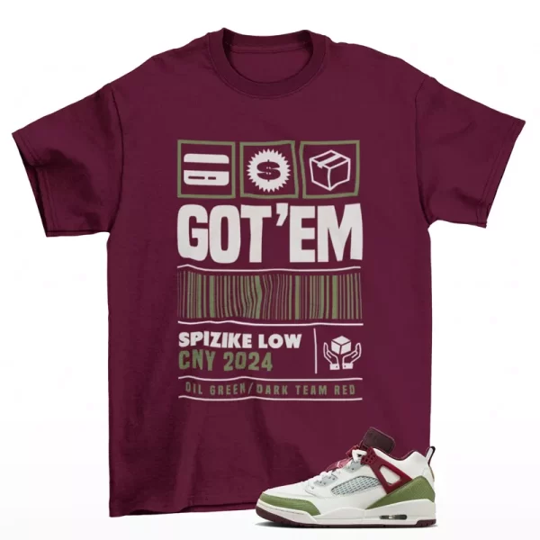 Copped Sneaker Shirt Maroon to Match Jordan Spizike Low CNY FJ6372-100 Jezsport.com