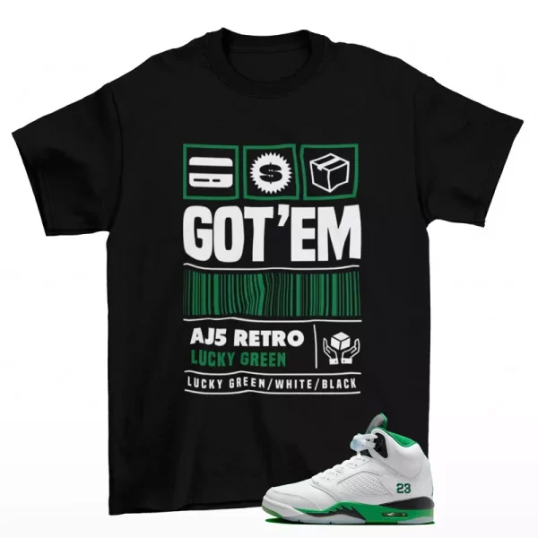 Copped Sneaker Shirt Black to Match Jordan 5 Retro Lucky Green DD9336-103 Jezsport.com