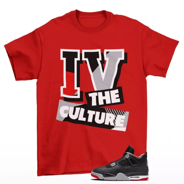 Sneaker Culture Shirt Red to Match Jordan 4 Retro Bred Reimagined FV5029-006 Jezsport.com