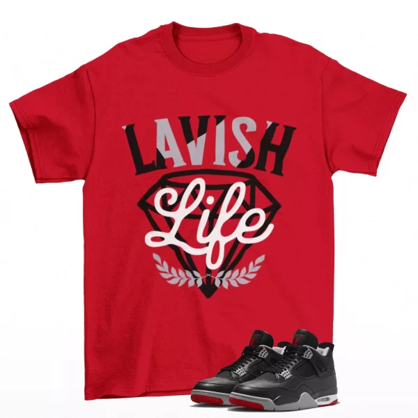 Lavish Sneaker Shirt to Match Jordan 4 Retro Bred Reimagined FV5029-006 Jezsport.com