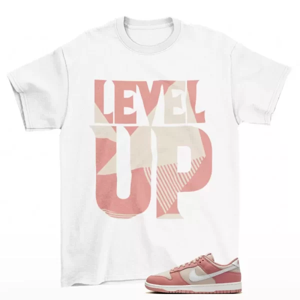 Level Up Shirt White to Match Dunk Low Red Stardust FB8895-601 Jezsport.com