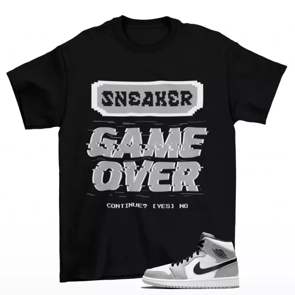 Game Over Shirt to Match Jordan 1 Mid Light Smoke Grey 554724-092 Jezsport.com