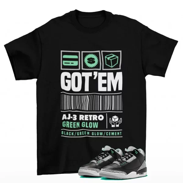 Copped Sneaker Shirt to Match Jordan 3 Retro Green Glow CT8532-031 Jezsport.com