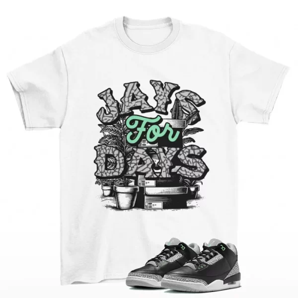 Stacked Sneaker Shirt White to Match Jordan 3 Retro Green Glow CT8532-031 Jezsport.com