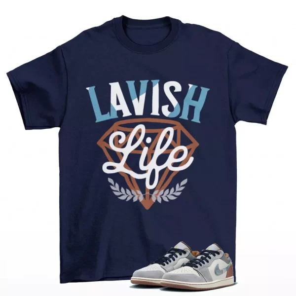 Lavish Sneaker Shirt to Match Jordan 1 Low Phantom Denim FZ5045-091 Jezsport.com