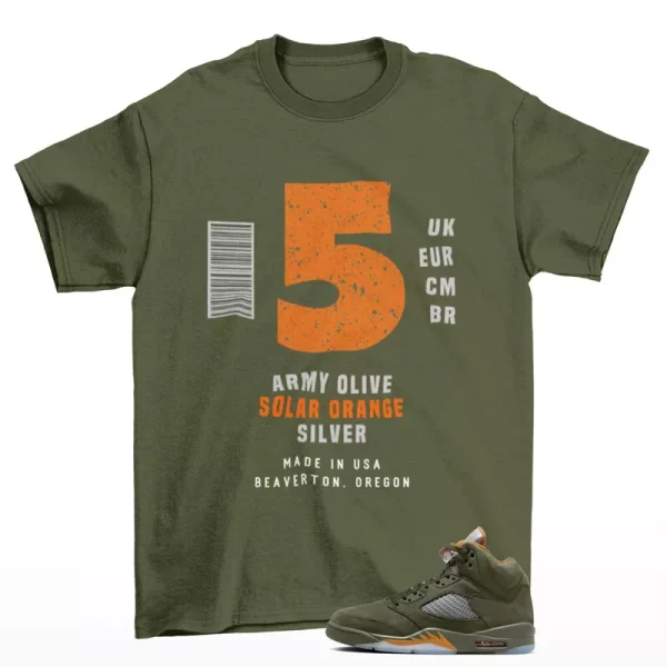 Sneaker Label Olive Shirt to Match Jordan 5 Retro Olive DD0587-308 Jezsport.com