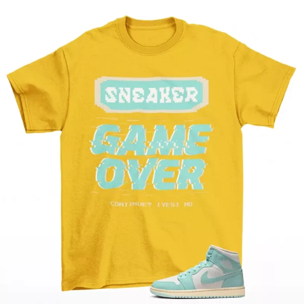 Game Over Shirt Yellow to Match Jordan 1 Mid Light Dew BQ6472-132 Jezsport.com