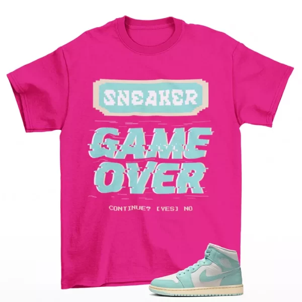 Game Over Shirt Pink to Match Jordan 1 Mid Light Dew BQ6472-132 Jezsport.com