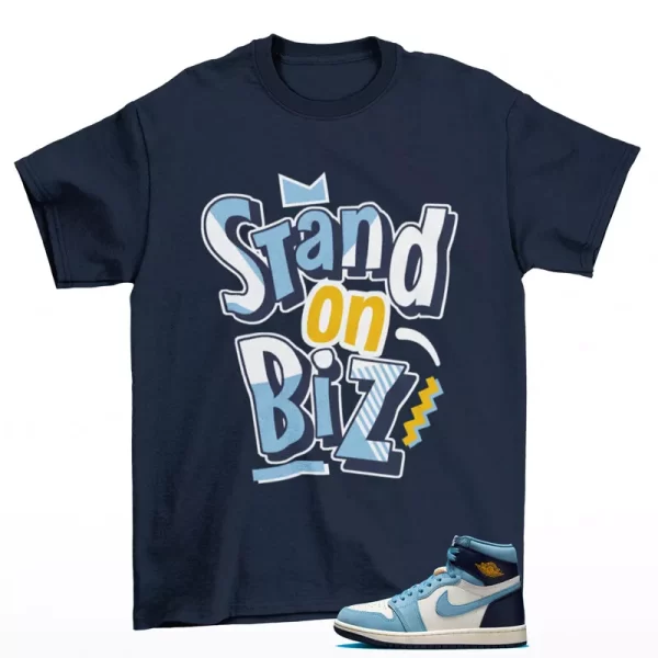 Strictly Biz Shirt Blue to Match Jordan 1 High First in Flight FD2596-400 Jezsport.com