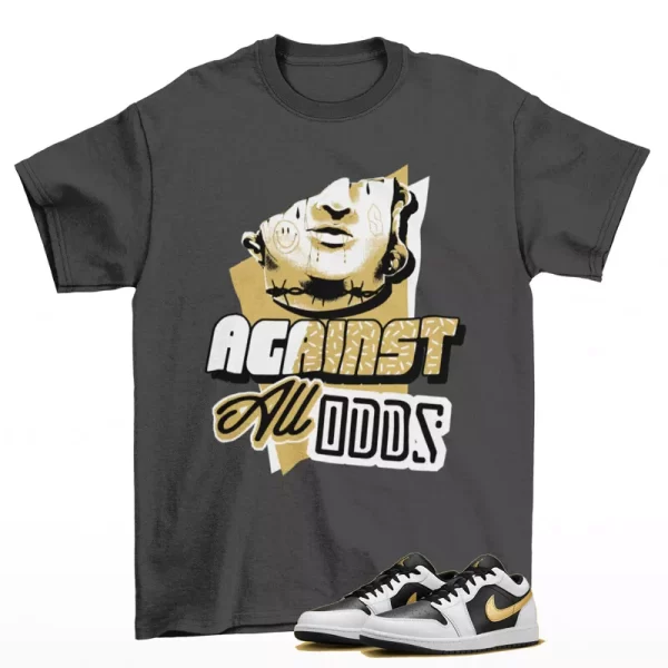 All Odds Shirt Grey to Match Jordan 1 Low White Black Metallic Gold 553558-172 Jezsport.com