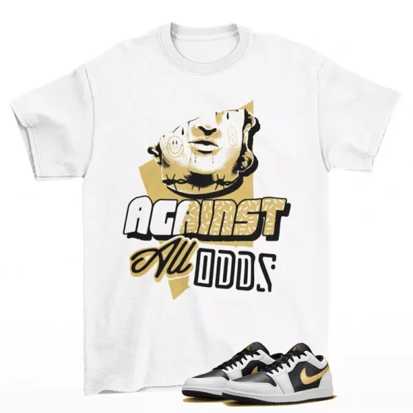 All Odds Shirt to Match Jordan 1 Low White Black Metallic Gold 553558-172 Jezsport.com