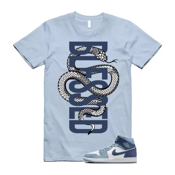 Diffused Blue 1 Mid Sail Grey White T Shirt Match SNAKEBLS Jezsport.com