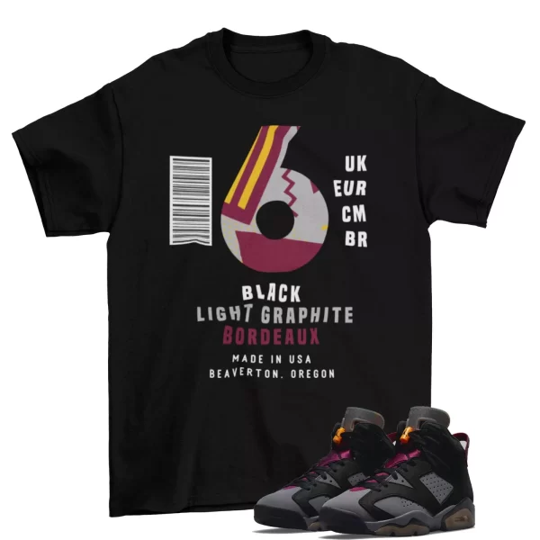 Box Label Shirt Black to Match Air Jordan 6 Bordeaux CT8529-063 Jezsport.com