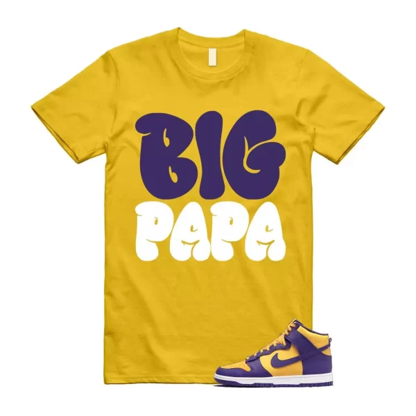 Dunk Lakers University Gold Court Purple High White T Shirt Match PAPA Jezsport.com