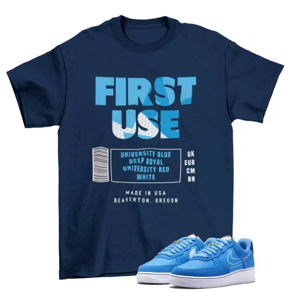 Box Label Shirt to Match Air Force 1 Low First Use University Blue DB3597-400 Jezsport.com