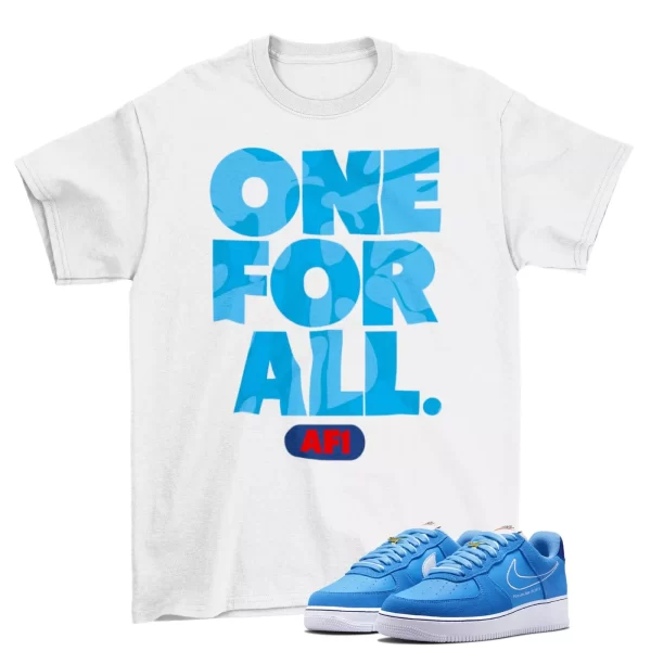 One For All Shirt to Match Air Force 1 Low First Use University Blue DB3597-400 Jezsport.com