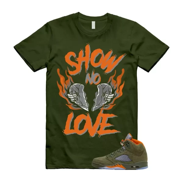 5 Olive Army Solar Orange Black Retro T Shirt Match NO LOVE Jezsport.com