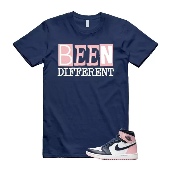 Atmosphere 1 Laser Pink White Obsidian High OG Navy Blue T Shirt Match BEEN Jezsport.com