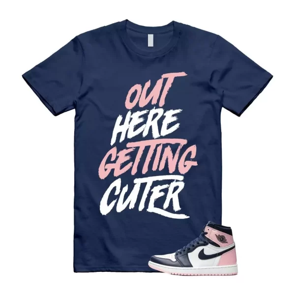 Atmosphere 1 Laser Pink White Obsidian High OG Navy Blue T Shirt Match CUTER Jezsport.com