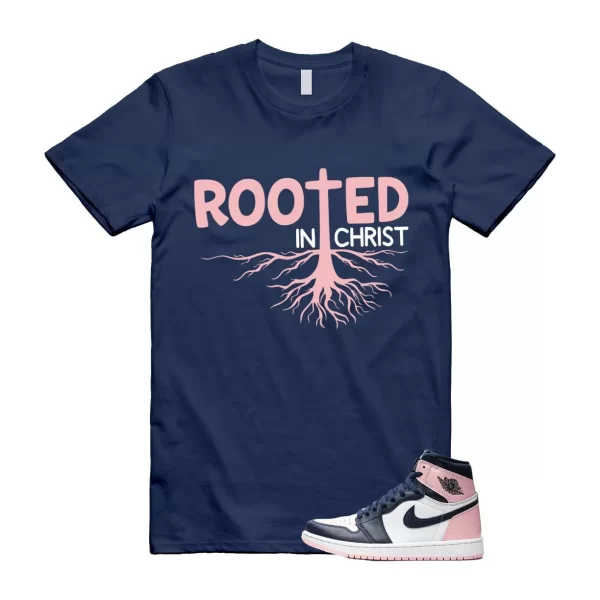 Atmosphere 1 Laser Pink White Obsidian High OG Navy Blue T Shirt Match ROOTED Jezsport.com