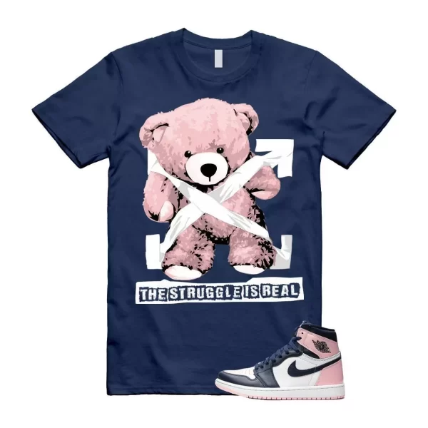 Atmosphere 1 Laser Pink White Obsidian High OG Navy Blue T Shirt Match STRUG Jezsport.com