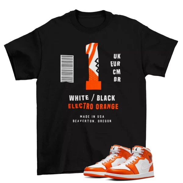 Box Label Shirt to Match Air Jordan 1 Mid Electro Orange / DM3531-800 Jezsport.com