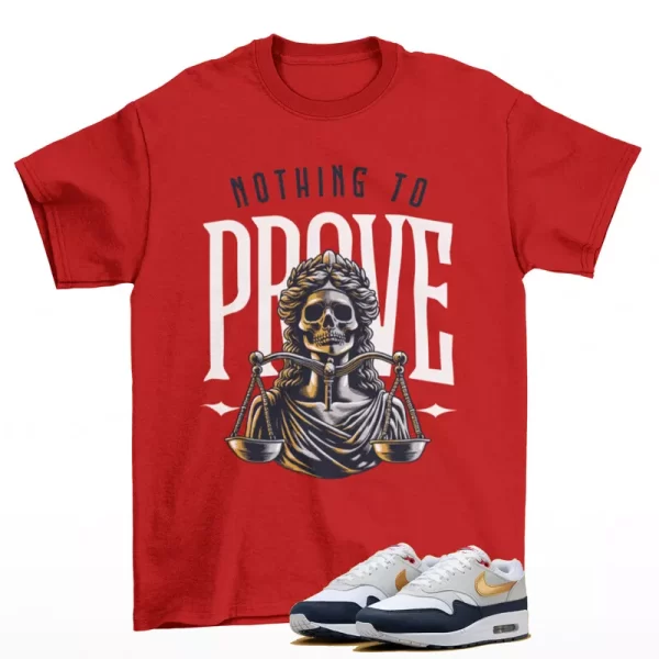 Proof Shirt Red to Match Air Max 1 Obsidian Metallic Gold Olympic HM9604-400 Jezsport.com