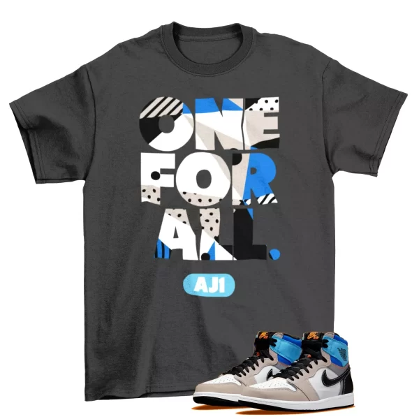 One For All Shirt to Match Jordan 1 Retro High OG Prototype DC6515-100 / Grey Jezsport.com