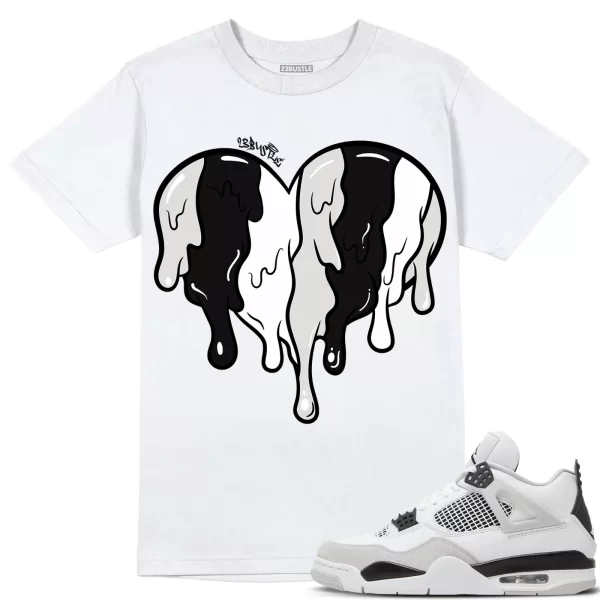 Shirt to Match Jordan 4 Military Black 4s Sneaker 23Bustle - Dripin Heart Tee Jezsport.com