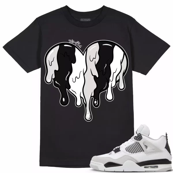 Shirt to Match Jordan 4 Military Black 4s Sneaker 23Bustle - Dripin Heart Tee Jezsport.com