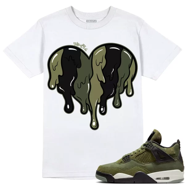 Shirt to Match Jordan 4 Craft Olive 4s Sneaker 23Bustle - Dripin Heart Tee Jezsport.com