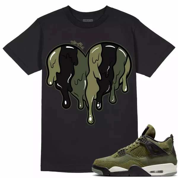 Shirt to Match Jordan 4 Craft Olive 4s Sneaker 23Bustle - Dripin Heart Tee Jezsport.com