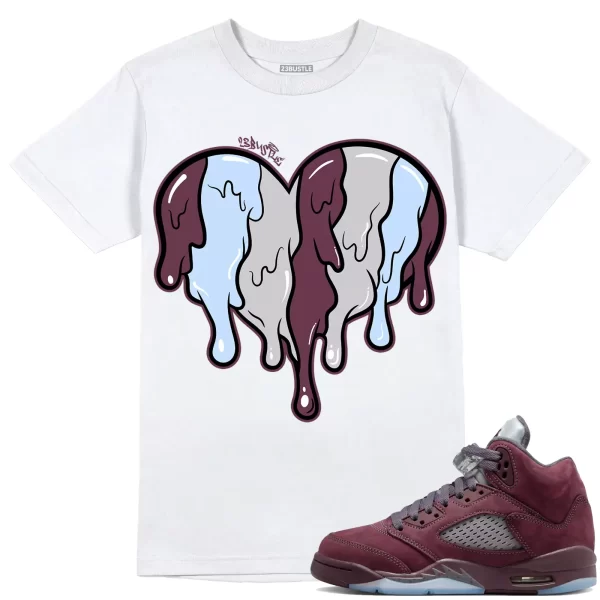 Shirt to Match Jordan 5 Burgundy 5s Sneaker 23Bustle - Dripin Heart Tee Jezsport.com