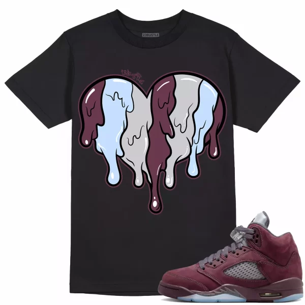 Shirt to Match Jordan 5 Burgundy 5s Sneaker 23Bustle - Dripin Heart Tee Jezsport.com